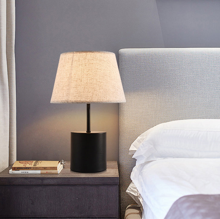 Farmhouse Fabric Metal Conic Table Lamp