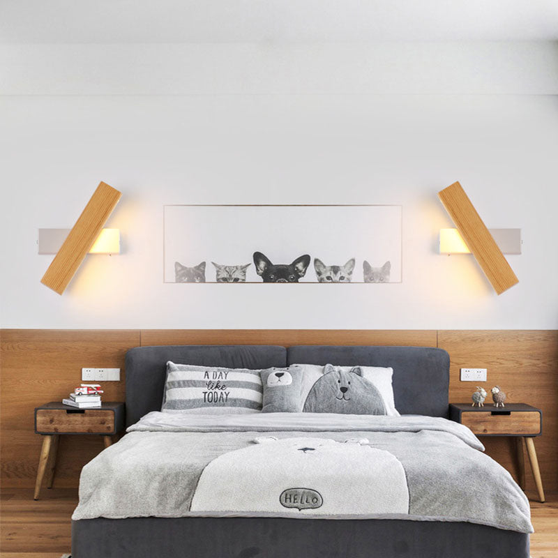 Rectangular Solid Wood Iron Wall Lamp