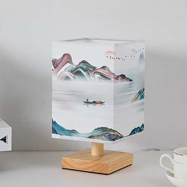 Fabric Square Bedroom Table Lamp