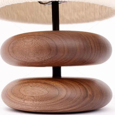 Walnut Fabric Lampshade Cylinder Table Lamp