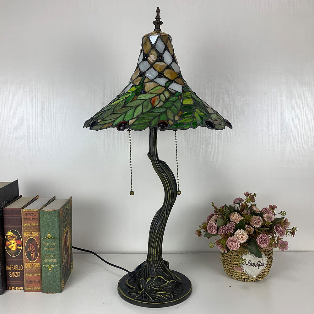 Alloy Glass Horn Flower 2-Light Table Lamp