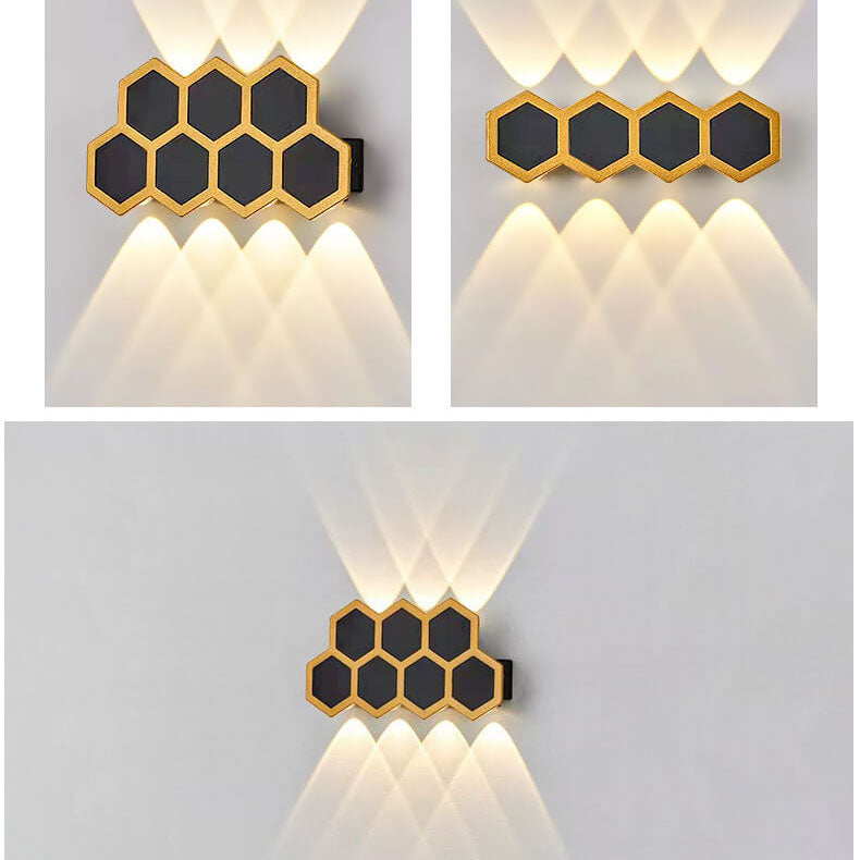 Hexagonal Combination Black Gold Outdoor Light