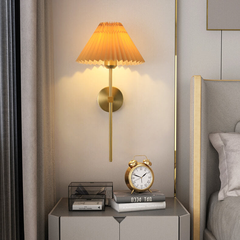 Pleated Fabric Straight Arm Wall Lamp