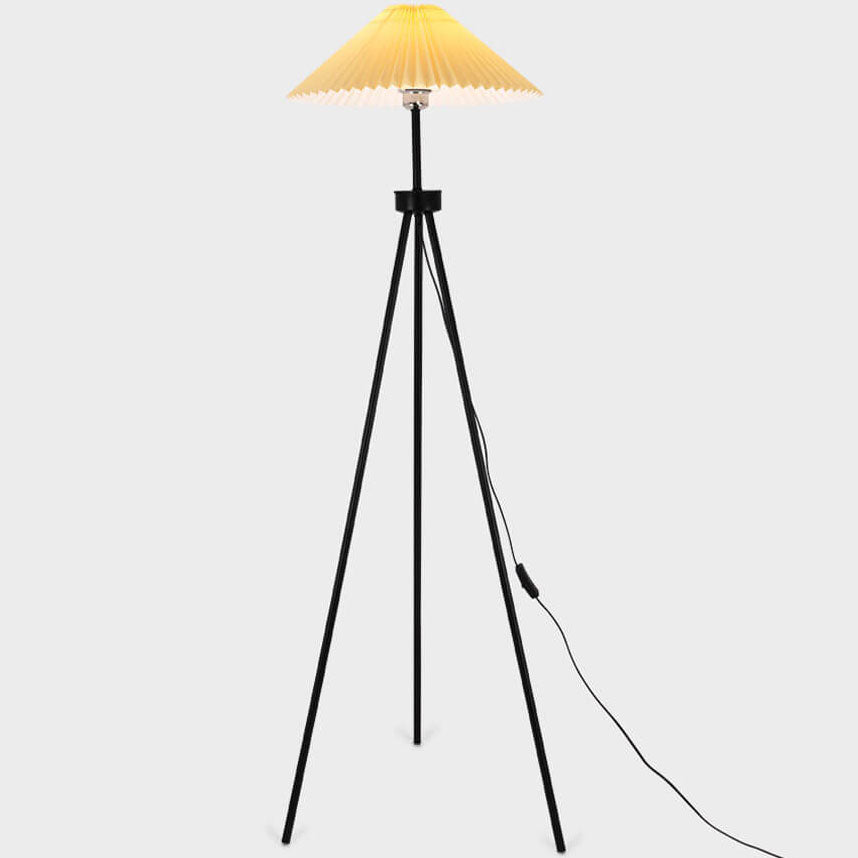 Pleated Canvas Iron Tripod Floor Lamp