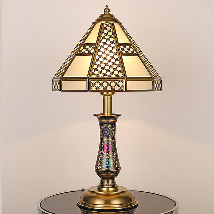 Glass Copper Bedroom Table Lamp