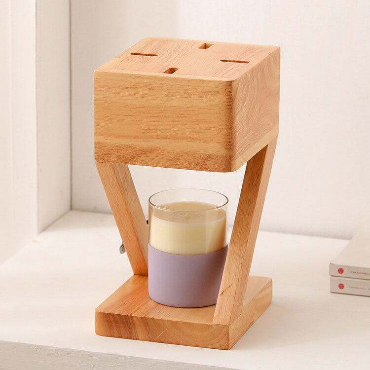 Solid Wood Geometric Hollow Table Lamp