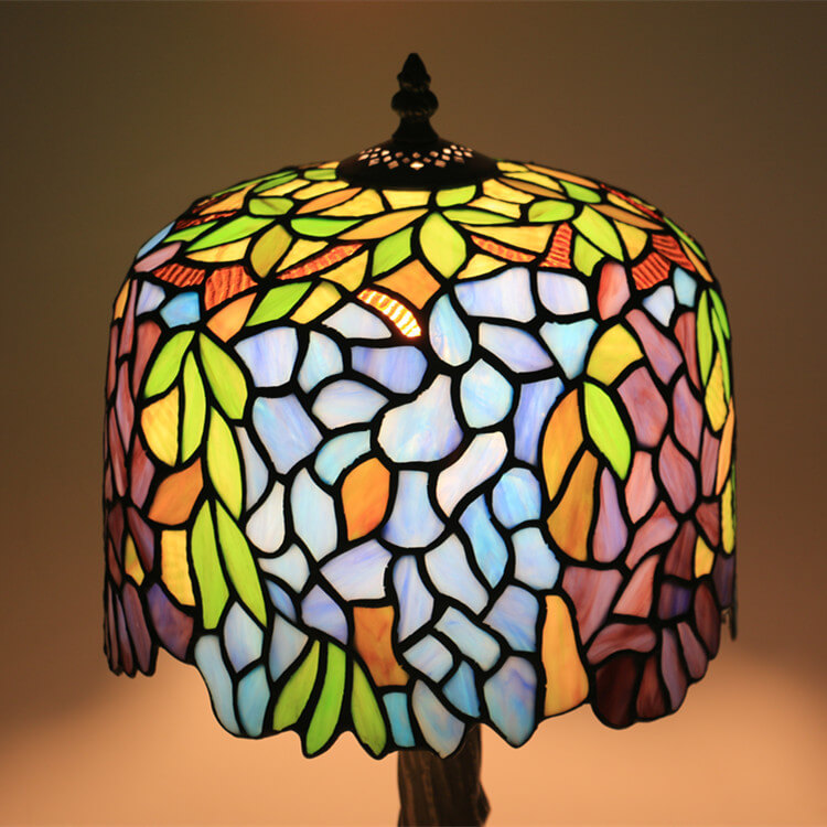 Colored Flower Glass Cylinder Table Lamp