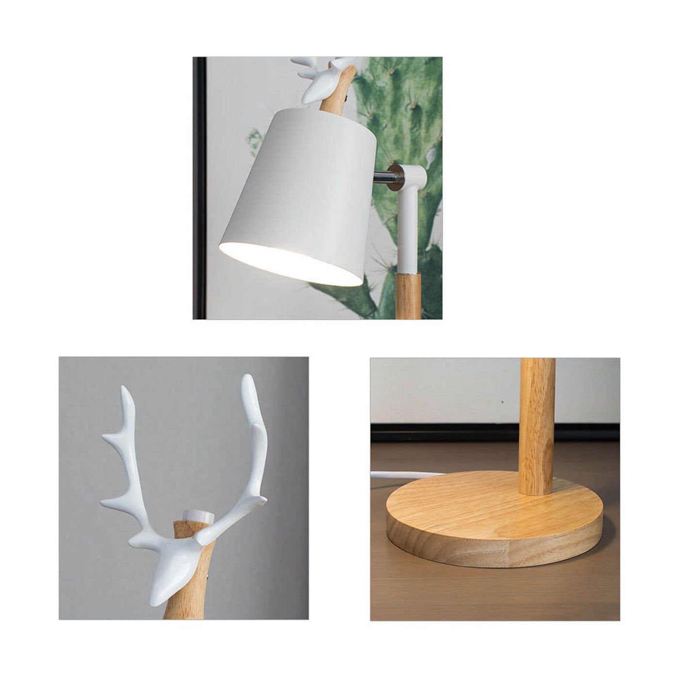 Moose Design Iron Wood Table Lamp