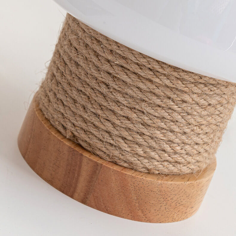 Creamy Mushroom Glass Twine Table Lamp