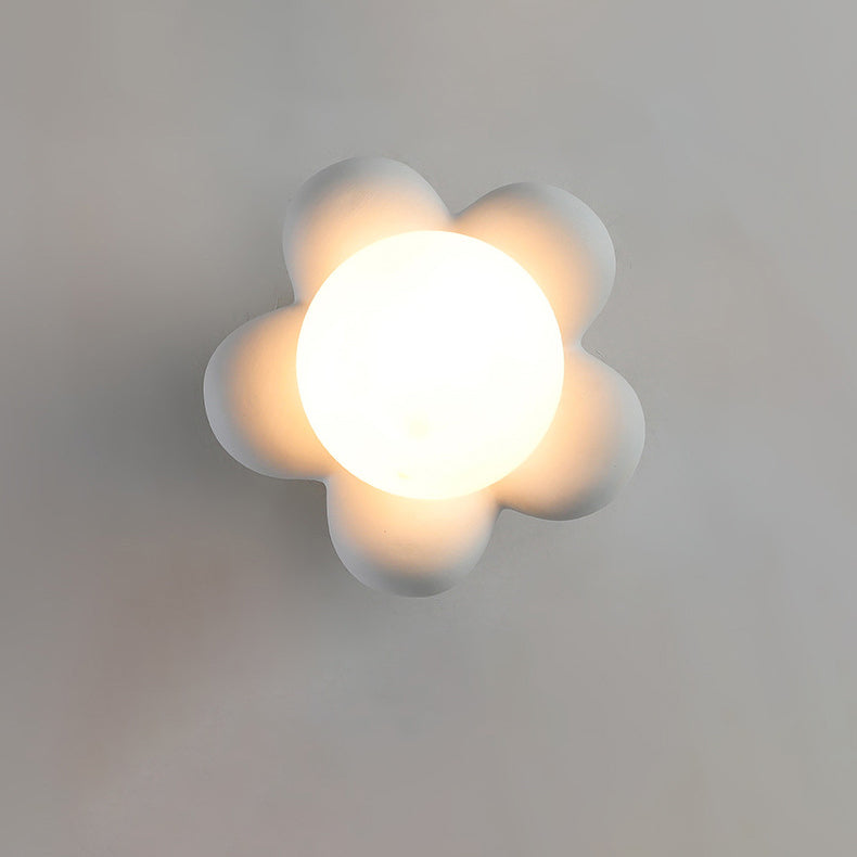 Flower Shaped Ceramic Wood Wall Lamp
