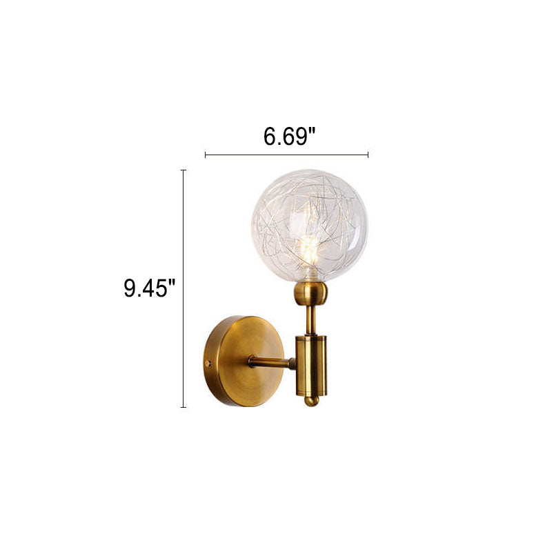 Iron Glass Ball 1/2 Wall Lamp