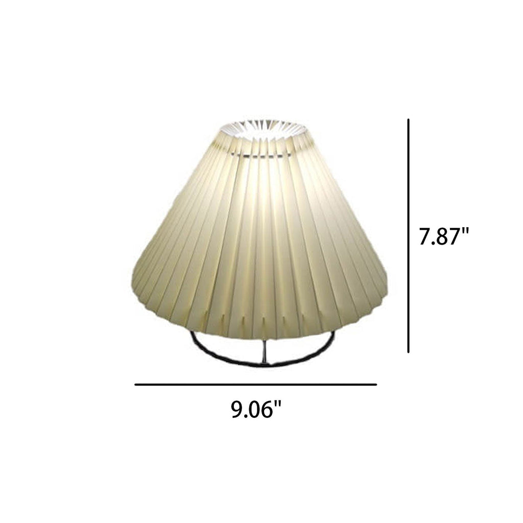 Pleated Fabric Round Metal Table Lamp
