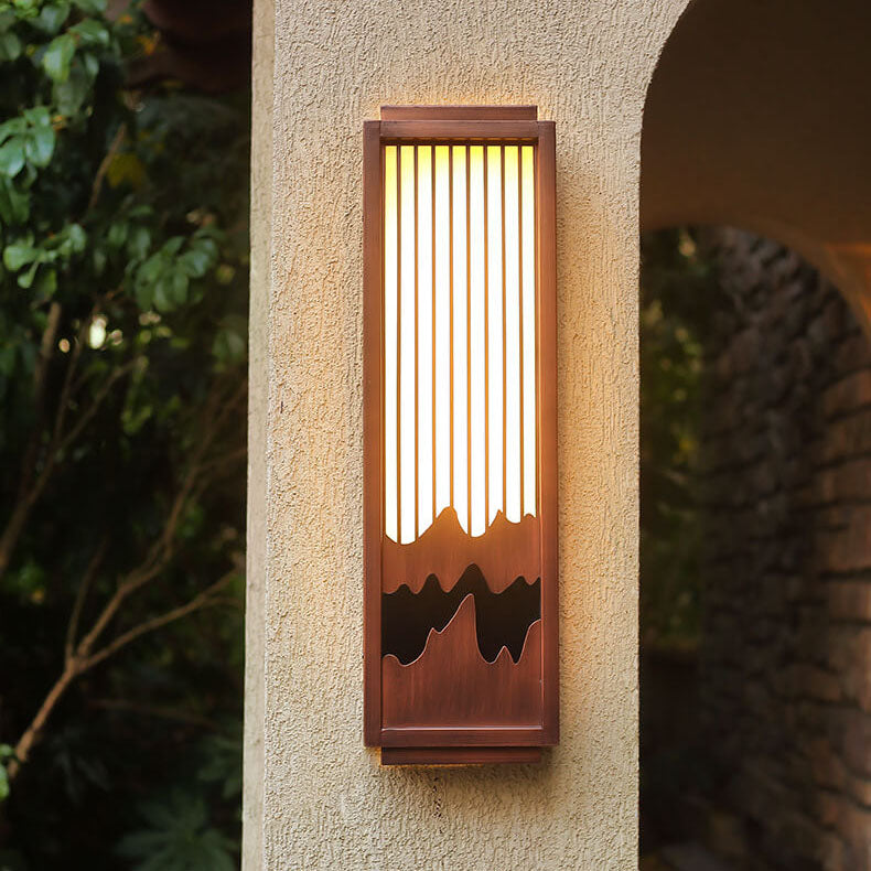 Rectangular Faux Marble Stainless Outdoor Light
