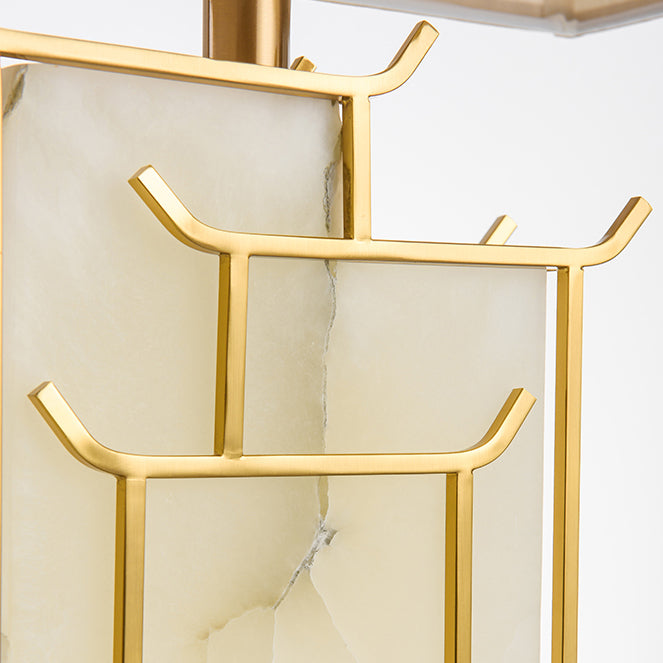 Fabric Square Marble Home Table Lamp