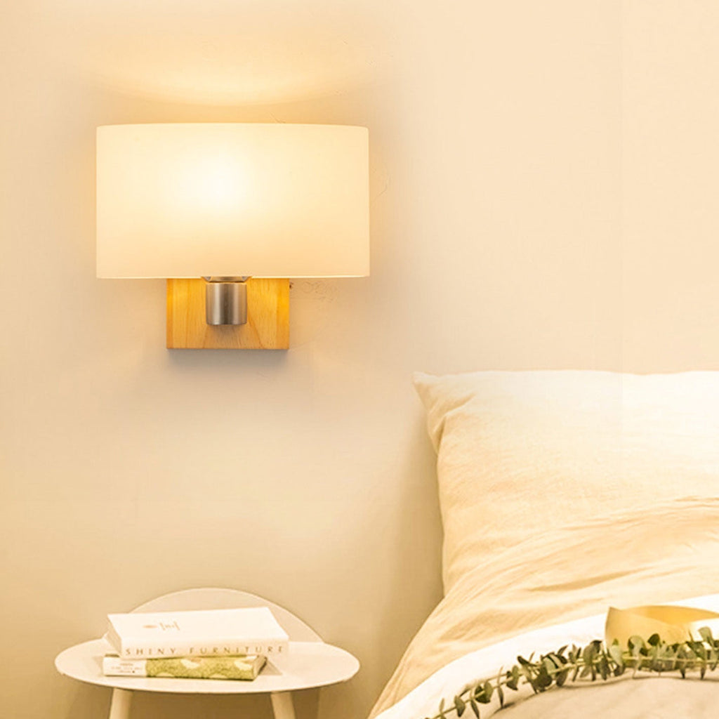 Solid Wood Glass Wall Lamp