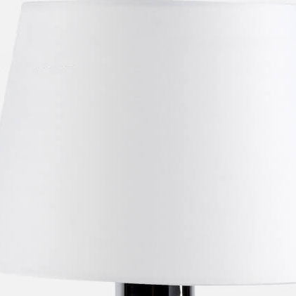 White Fabric Chrome Metal Table Lamp