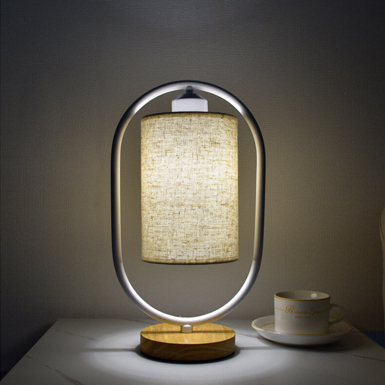 Linen White Ring Table Lamp