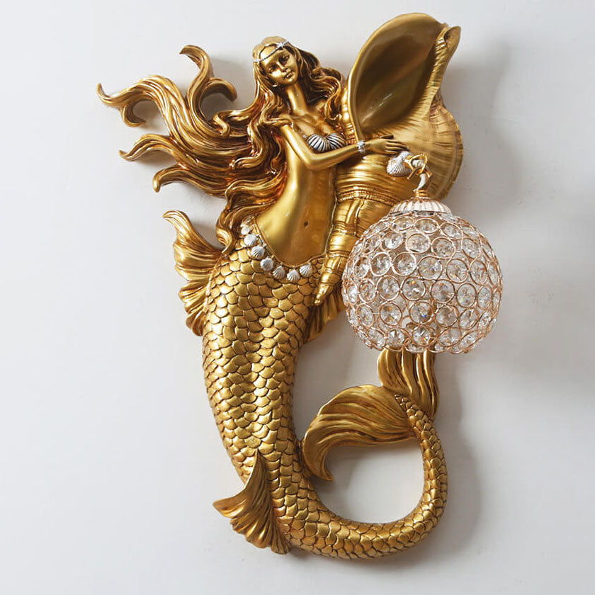 Resin Mermaid Shape Crystal Wall Lamp