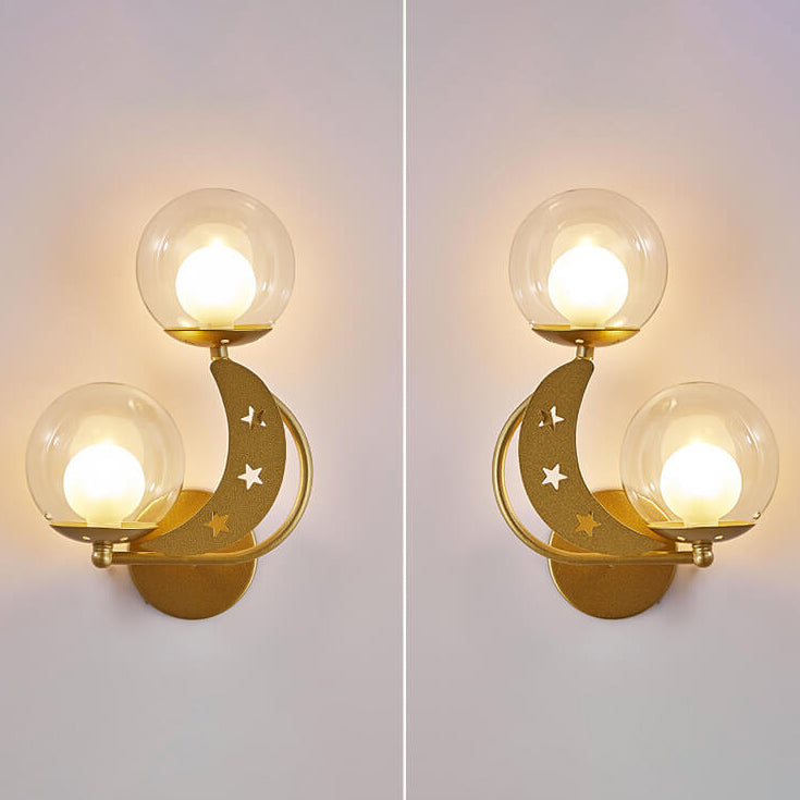 Glass Globe Lampshade Moon 2-Light Wall Lamp