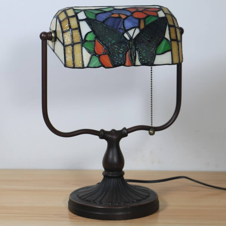 Floral Butterfly Stained Glass Table Lamp