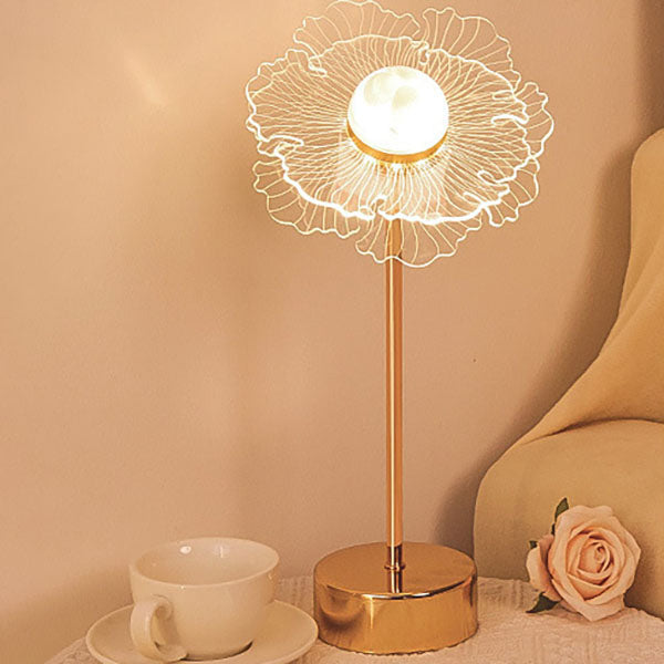 Acrylic Flower Butterfly Gold Table Lamp