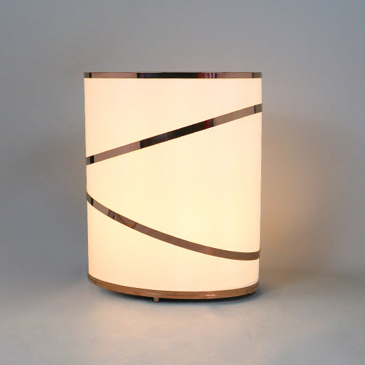 Cylinder Fabric Stainless Steel 3-Light Table Lamp