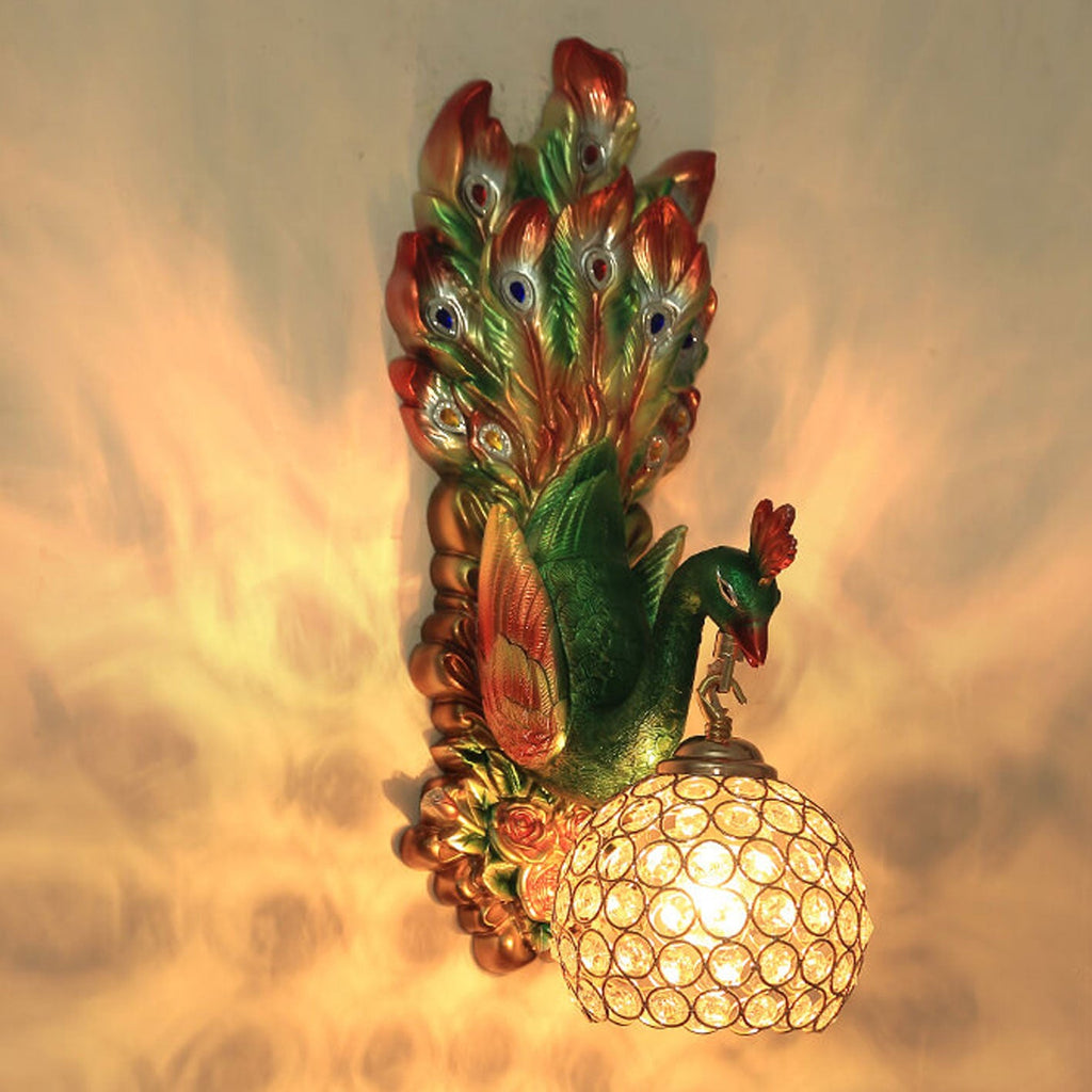 Peacock Resin Glass Wall Lamp