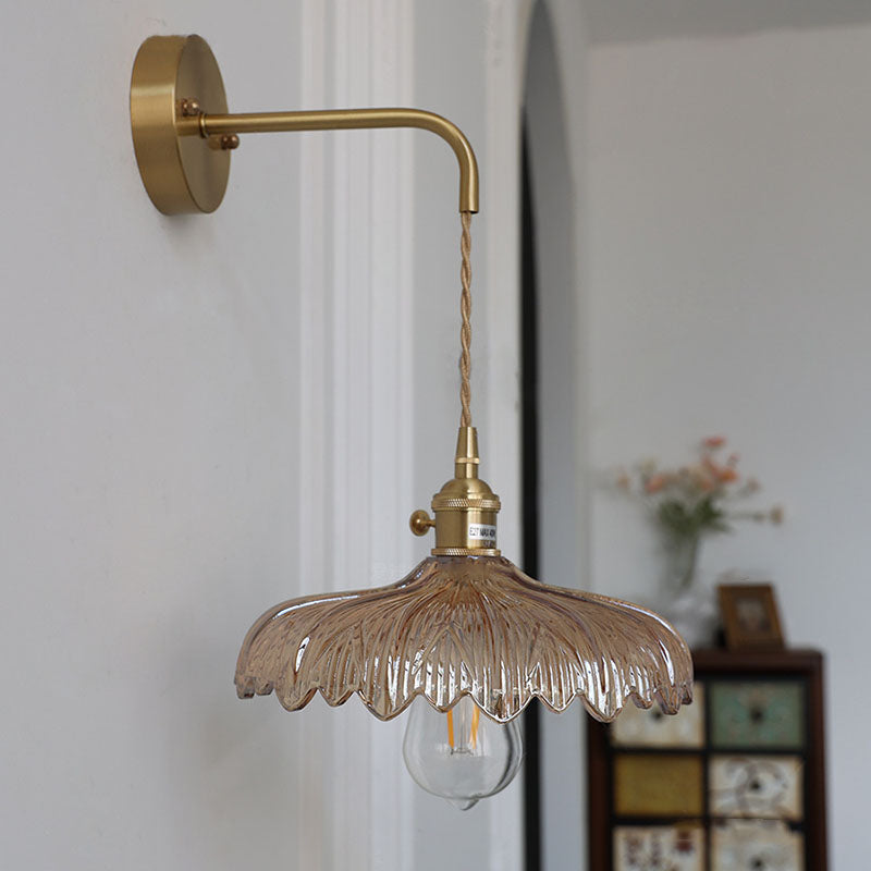 Iron Flower Glass Bedroom Wall Lamp