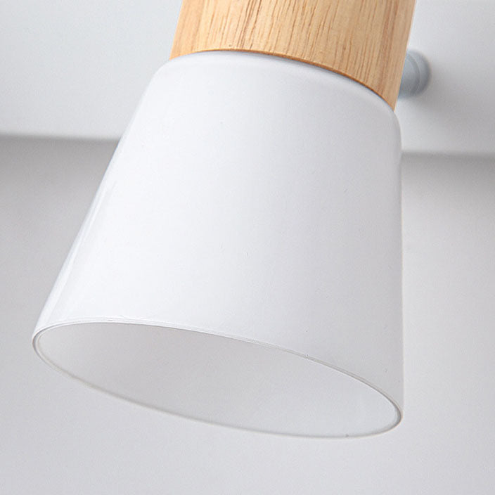 Wood Glass Cone Rotatable Wall Lamp