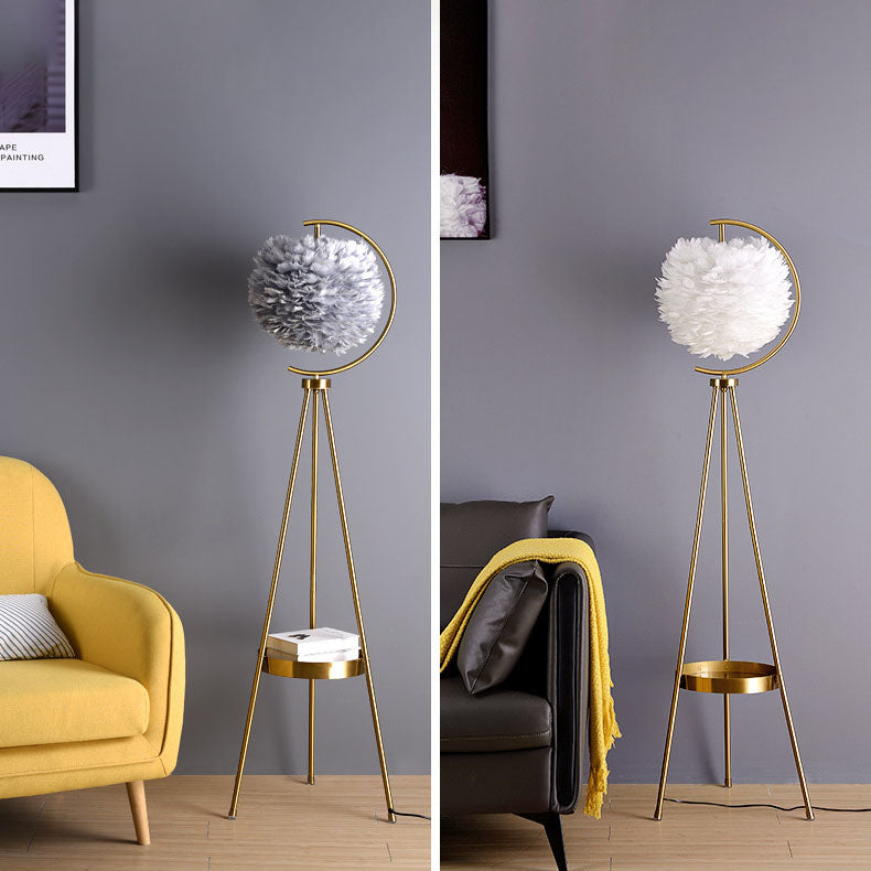 Iron Feather Tripod Bedroom Floor Lamp