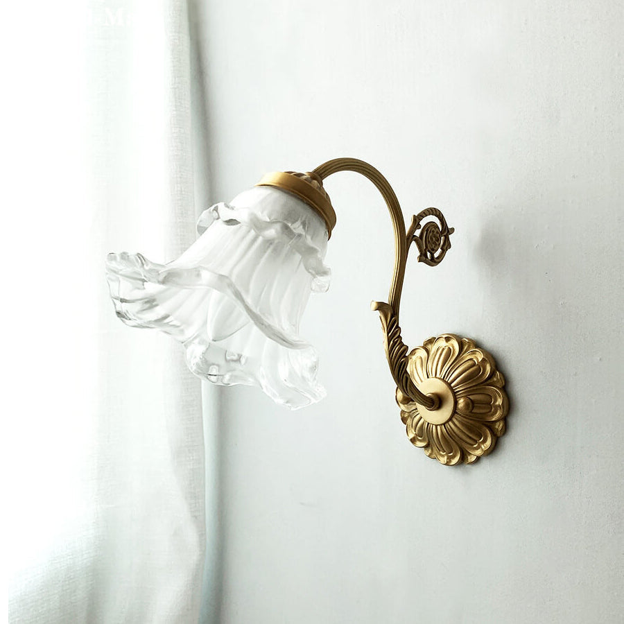 Brass Glass Flower Wall Lamp