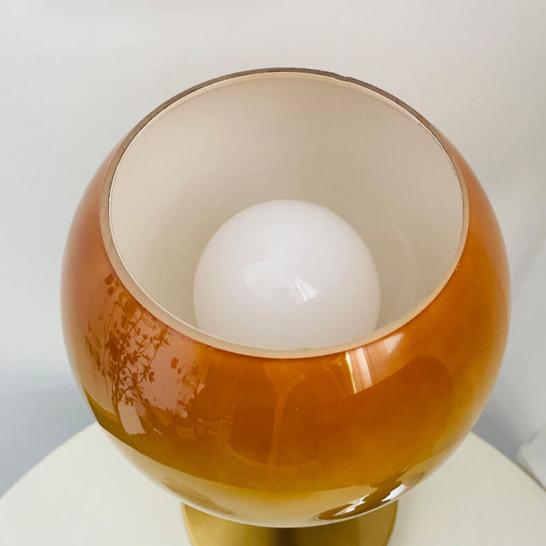 Spherical Glass Wood Table Lamp