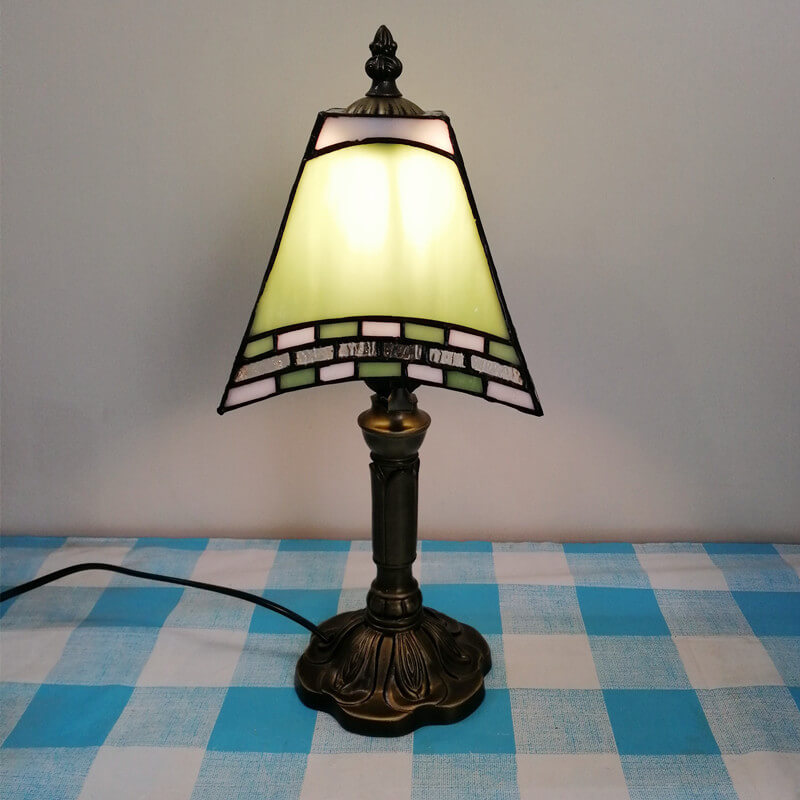 Square Stained Glass Iron Table Lamp