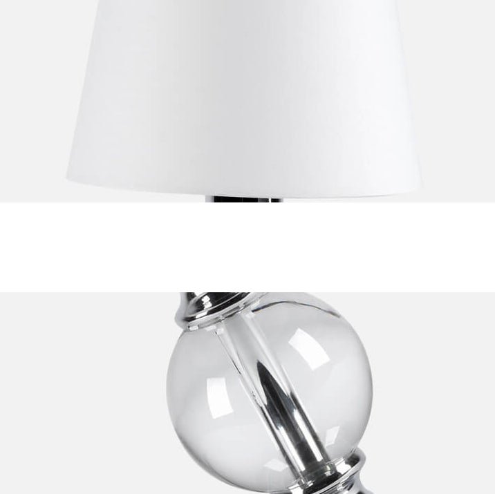 European-style White Fabric Chrome Table Lamp