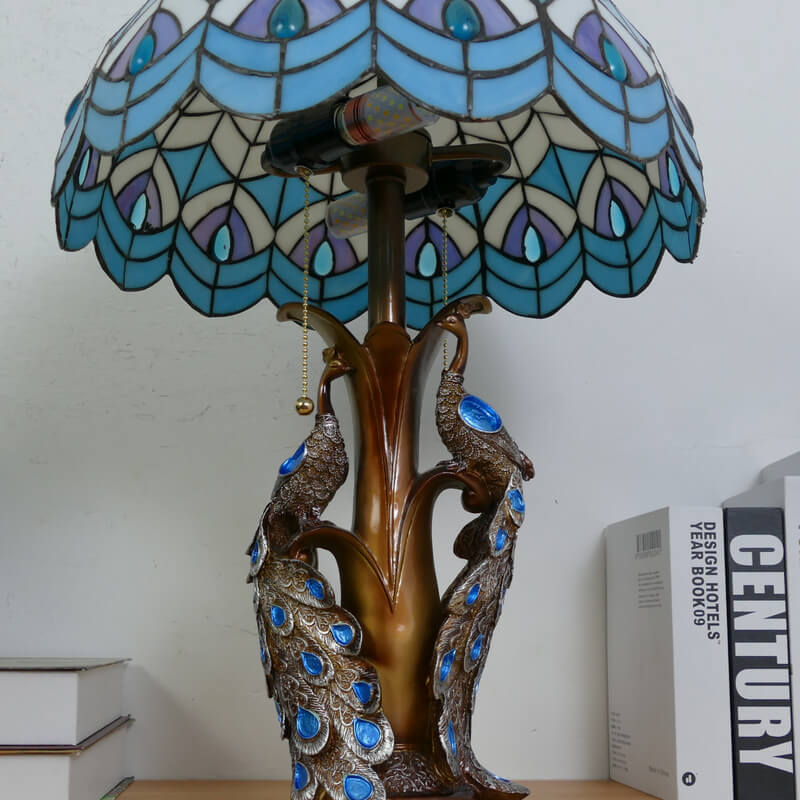 Stained Glass Resin Dome 2-Light Table Lamp