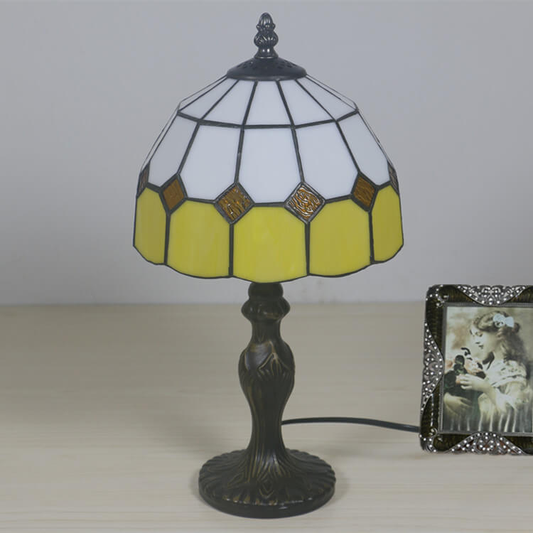 Gemstone Stained Glass Round Table Lamp
