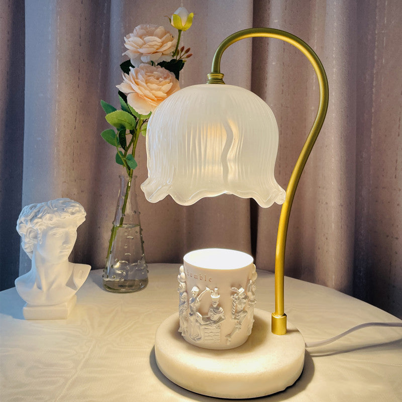 Flower Glass Marble Melting Table Lamp