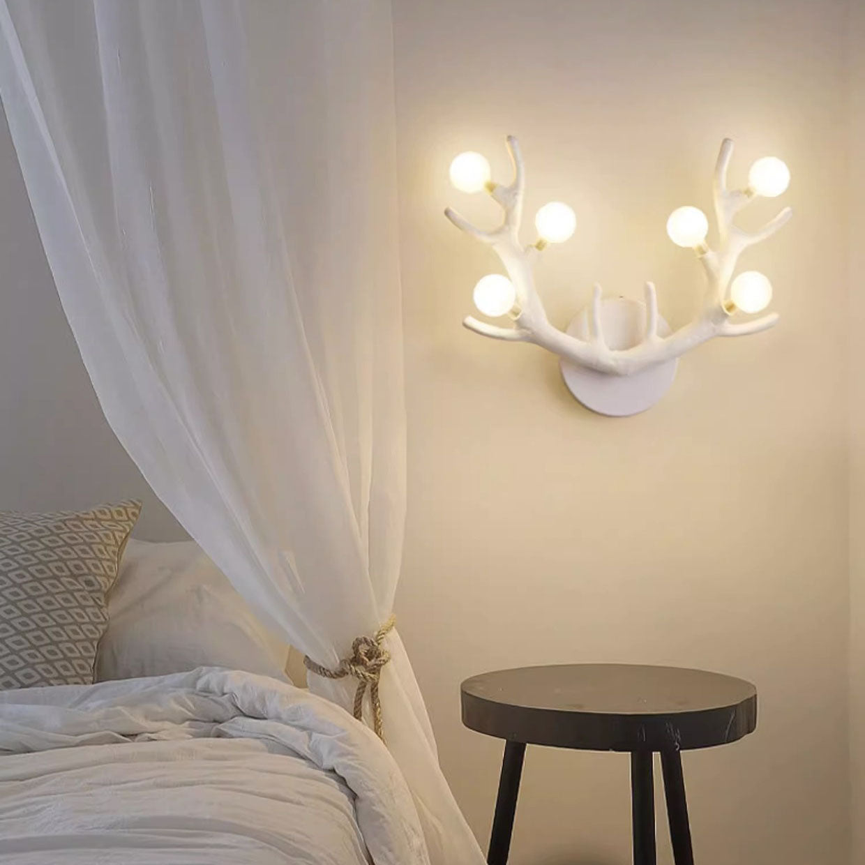 Resin Antler Tree Branch 6-Light Wall Lamp