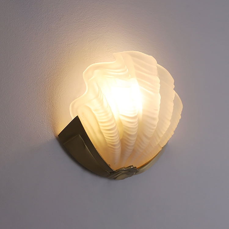 Shell Brass Glass Living Wall Lamp