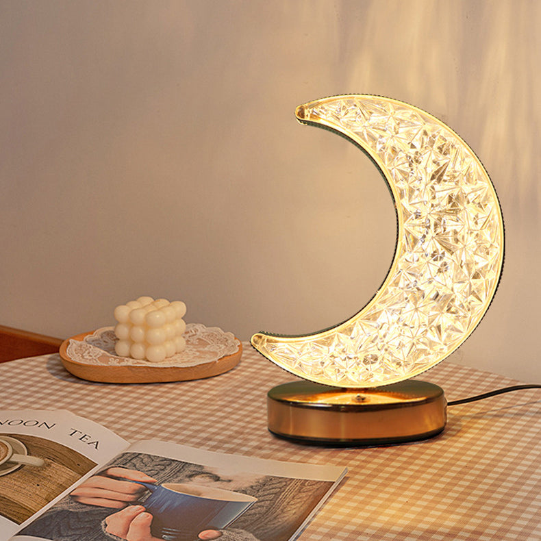 Metal Crystal Star Moon Table Lamp