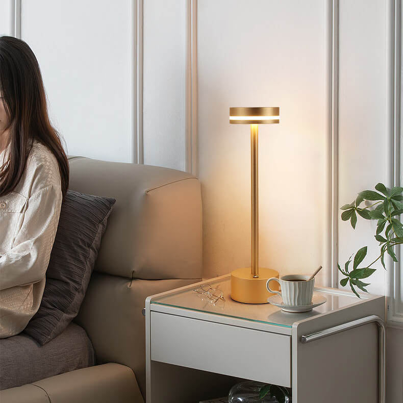 Cylindrical Metal Acrylic Table Lamp