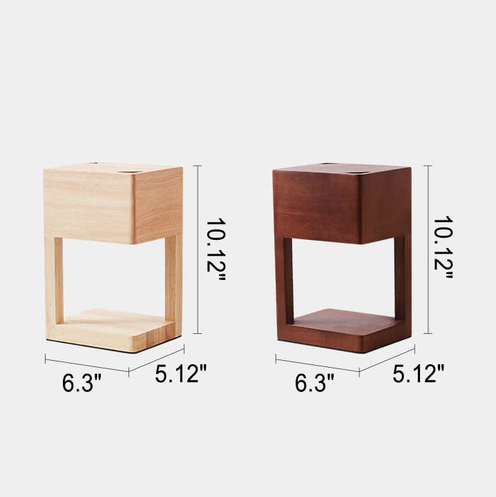 Minimal Rectangular Wooden Melting Table Lamp