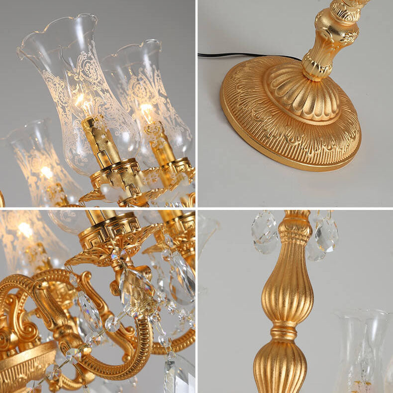 Traditional Luxury Golden Crystal 7-Light Floor Lamp