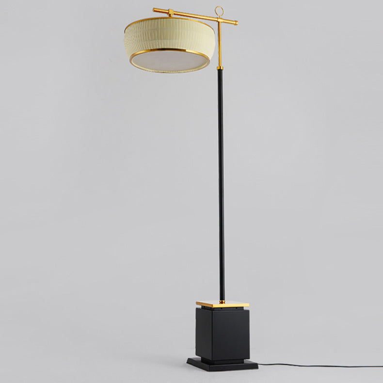 Fabric Pleated Lantern Hardware Floor Lamp