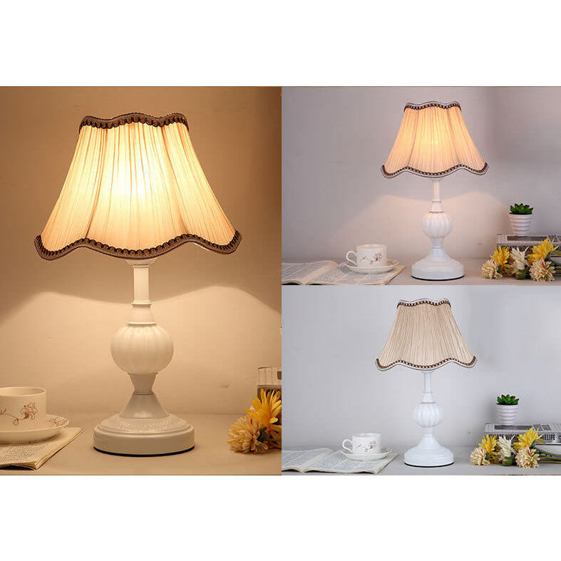 Floral Glass Fabric Table Lamp