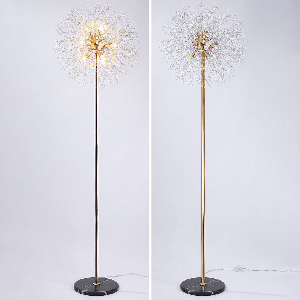 Dandelion Crystal Aluminum Marble 9-Light Floor Lamp
