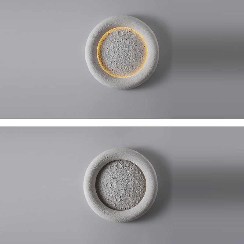 Concrete Round Moon Warm Outdoor Light