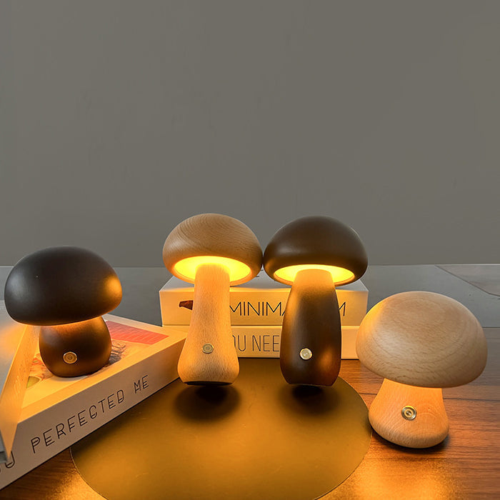 Mushroom Wood Bedroom Table Lamp