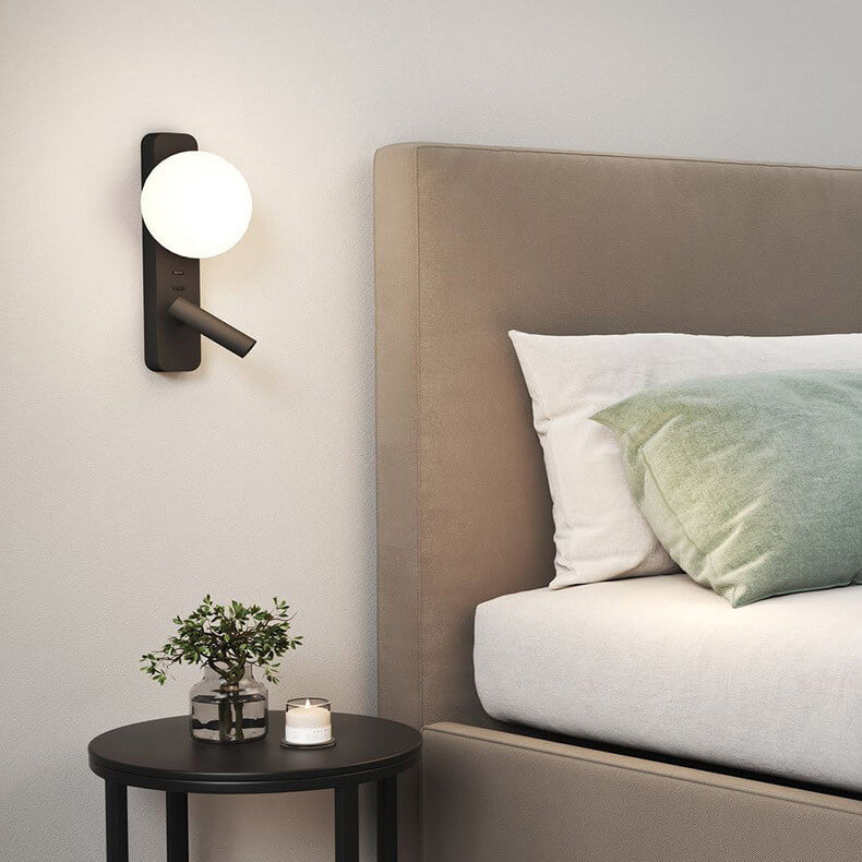 Glass Sphere Reading Wall Lamp