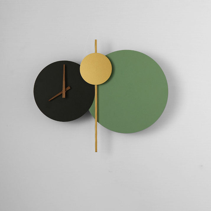 Round Iron Acrylic Clock Wall Lamp